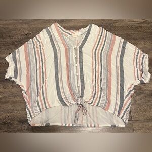 Women’s striped button up dress shirt